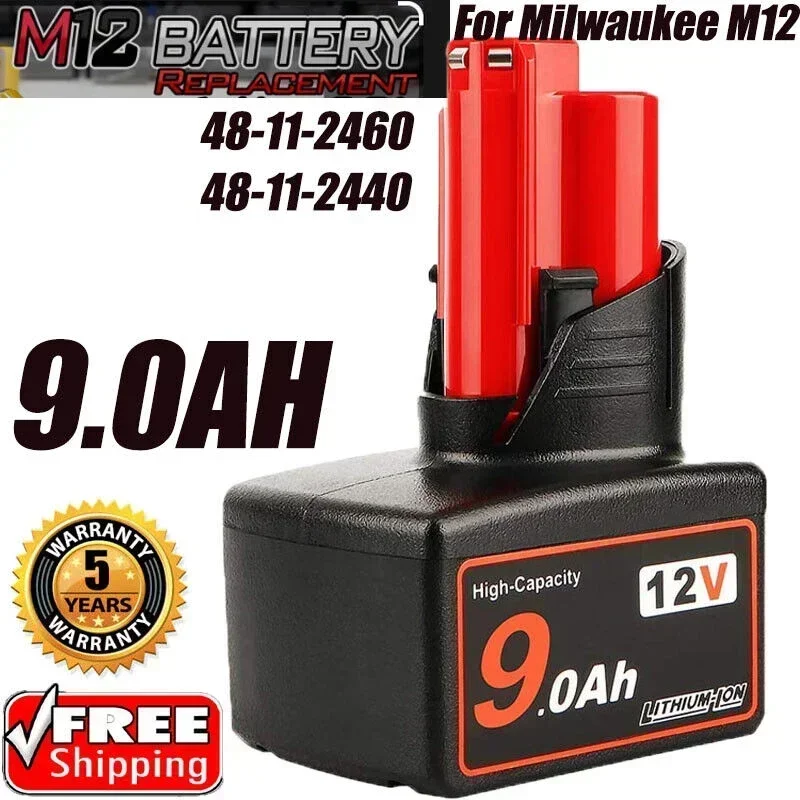 9.0AH для Milwaukee M12 48-11-2460 LITHIUM XC 9 0 расширенный аккумулятор 48-11-2412