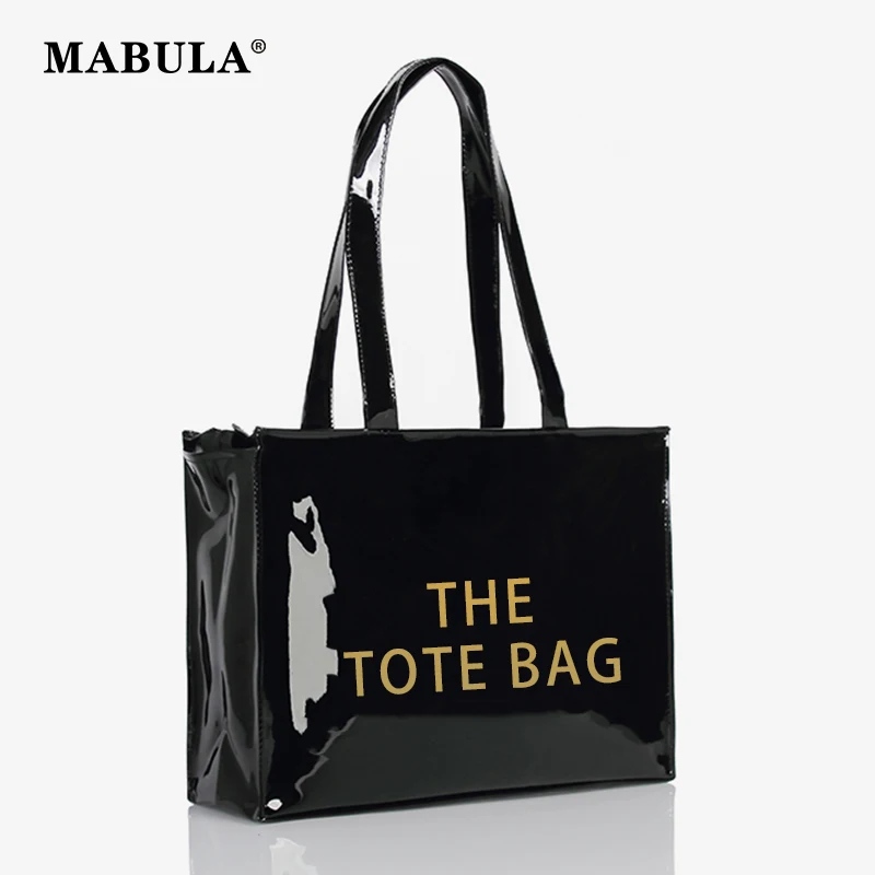 

MABULA 2023 Brand PVC The Tote Bag Reusable Shopping Purse for Women Eco Friendly Summer Beach Handbags Casual Work customize