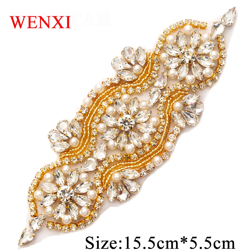 WENXI 2 шт. ручная вышивка бисером розовое золото серебро кристалл горный хрусталь
