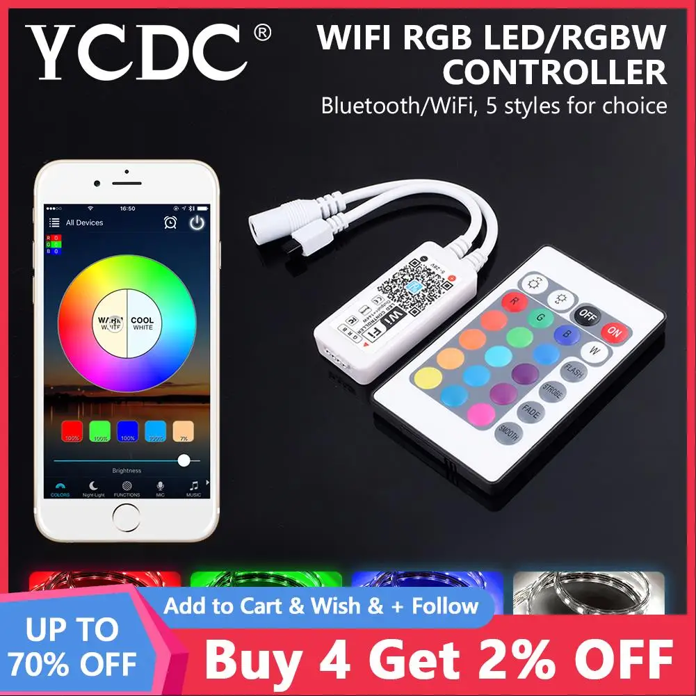 

Новый продукт, миниатюрный Bluetooth/Wi-Fi светодиодный контроллер Rgb/Rgbw, световые полосы с помощью приложения для смартфона, 5 В, 12 В, 24 В постоянног...