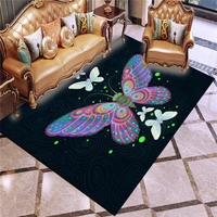 colorful butterfly rug anti slip dirt resistant black mat hd printing absorbent quick dry polyester carpets for living room