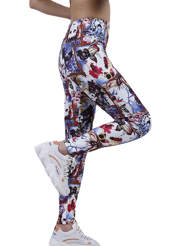 

NDUCJSI Female Fitness Sexy Leggins Face Leopard Head Graffiti Print Leggings Women Elastic XXL Workout Gym Pant 2022 New