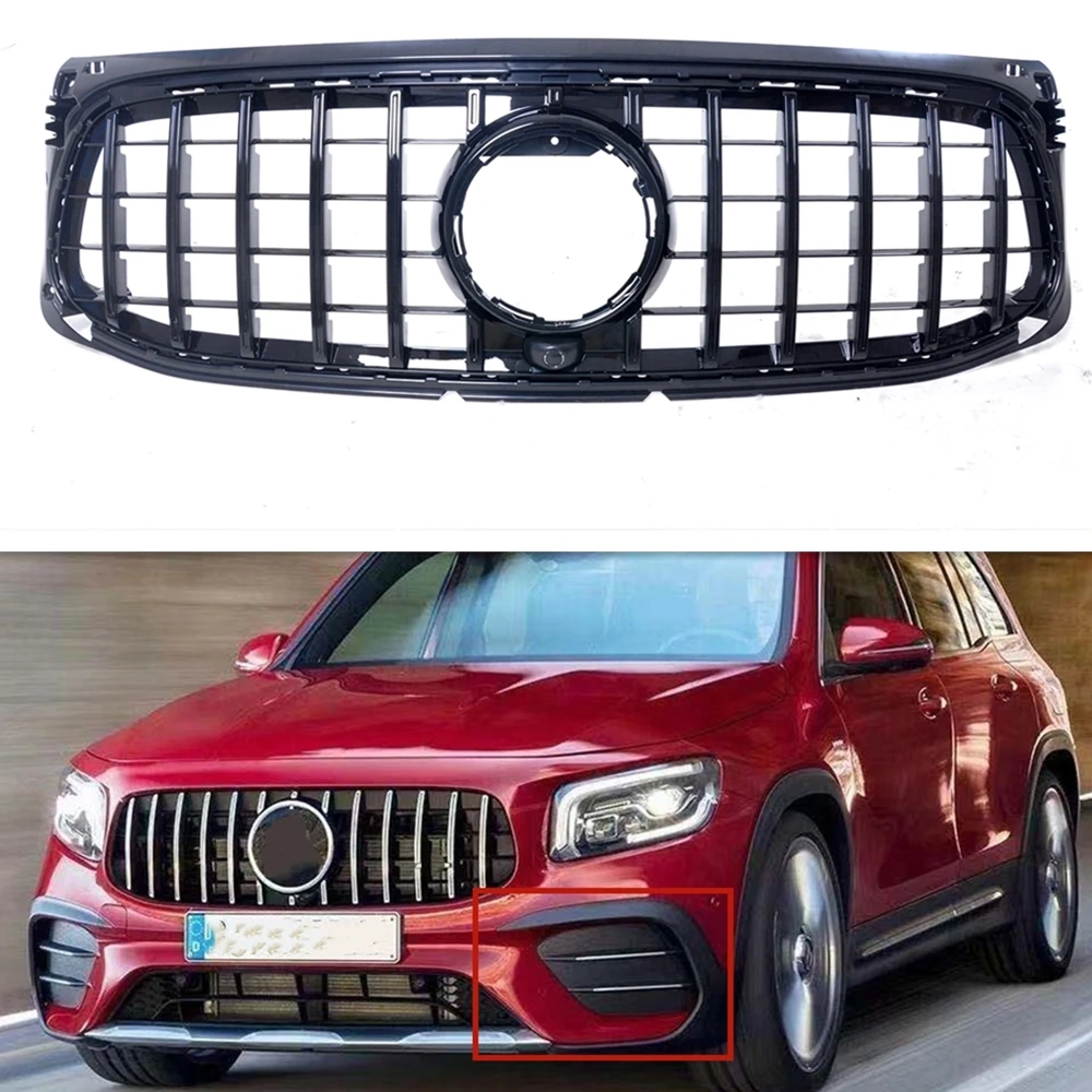 

Car Front Grill Grille For Mercedes Benz X247 GLB-Class 2020 GLB250 GT R Style Deluxe Black/Silver Upper Bumper Hood Mesh Grid