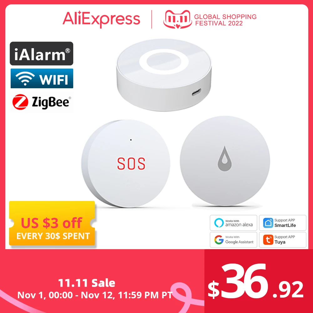 

IAlarm охранная защита Tuya Zigbee Smart Life устройства, шлюз, утечка, инфракрасный детектор, Аварийная сигнализация, кнопки, датчики