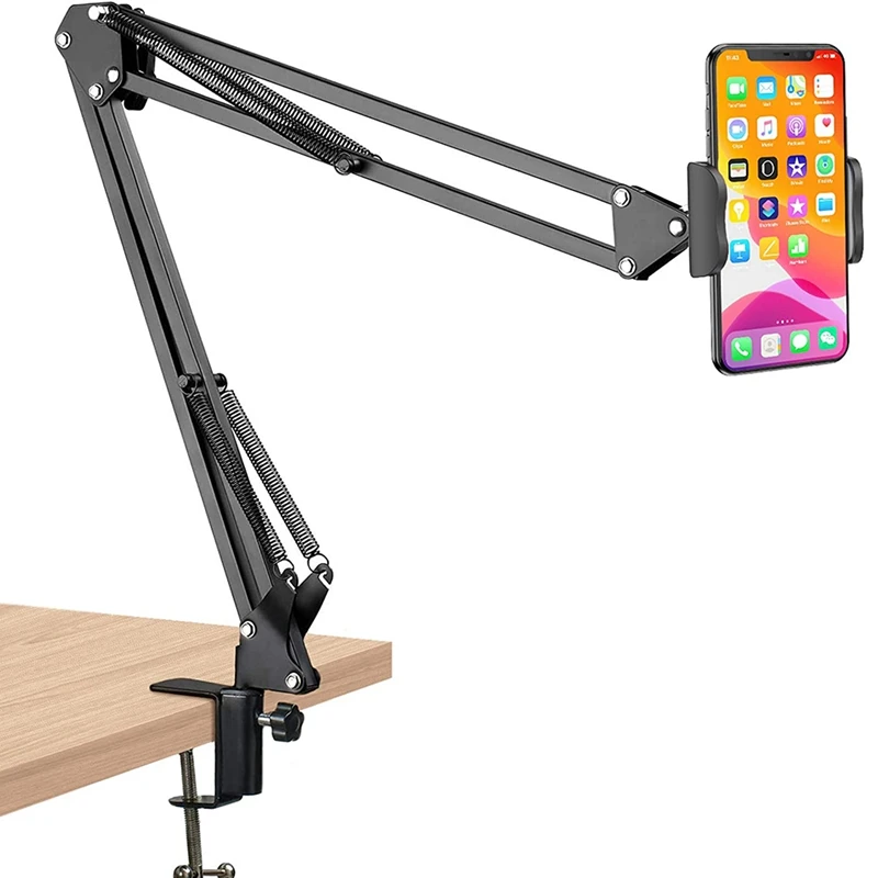 

Universal Mobile Phone Clip Holder Clamp For Desk,360-Degree Rotation Phone Stand Mount,Long Arm Phone Stand For Kitchen