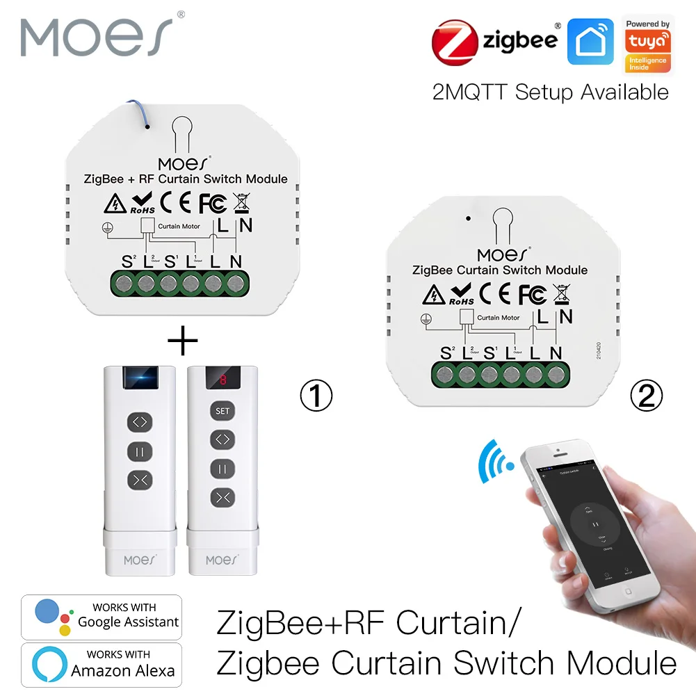 Фото Moes ZigBee 3,0 умный модуль переключения занавесок моторизованный роликовый Затвор жалюзи двигатель Tuya Smart Life Alexa Echo Google Home №1