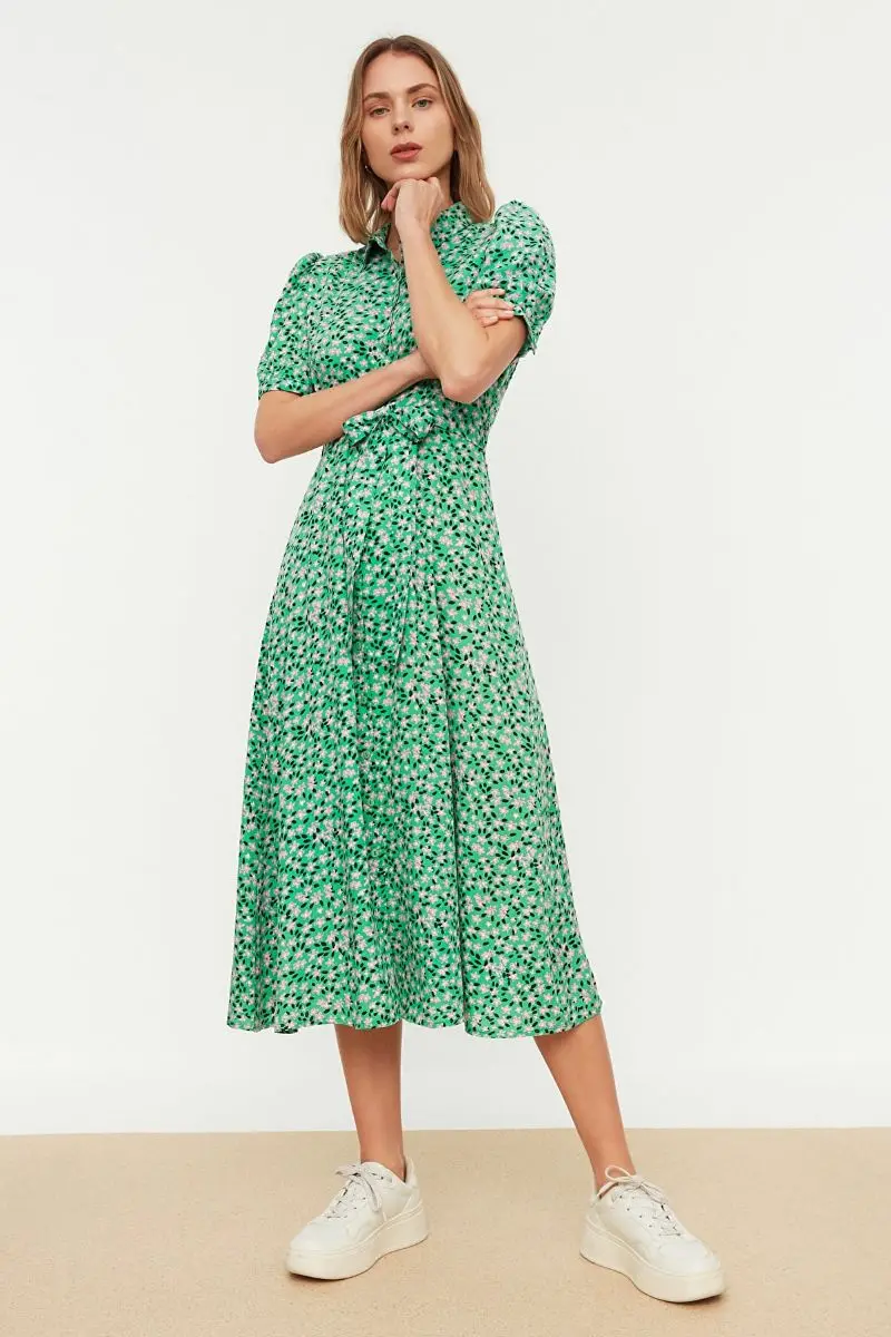 

Green belted shirt dress TWOSS20EL1559