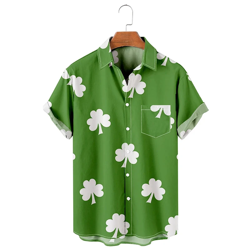 

Badassdude Men's Simple Clover Printing Men‘s Short Sleeve Tee Shirt Blouse Tops
