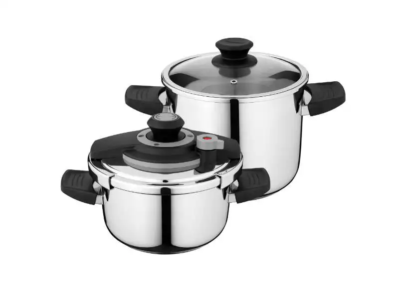 

4Pc Stainless Steel Pressure Cooker Set 7.4Qt & 4.2Qt