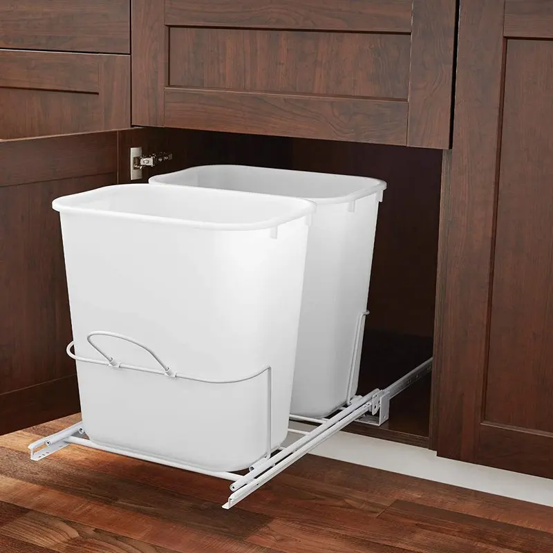 

Double Pull Out Waste Basket Drawer - Set of 2 - 21.7 x 16.5 inch - White