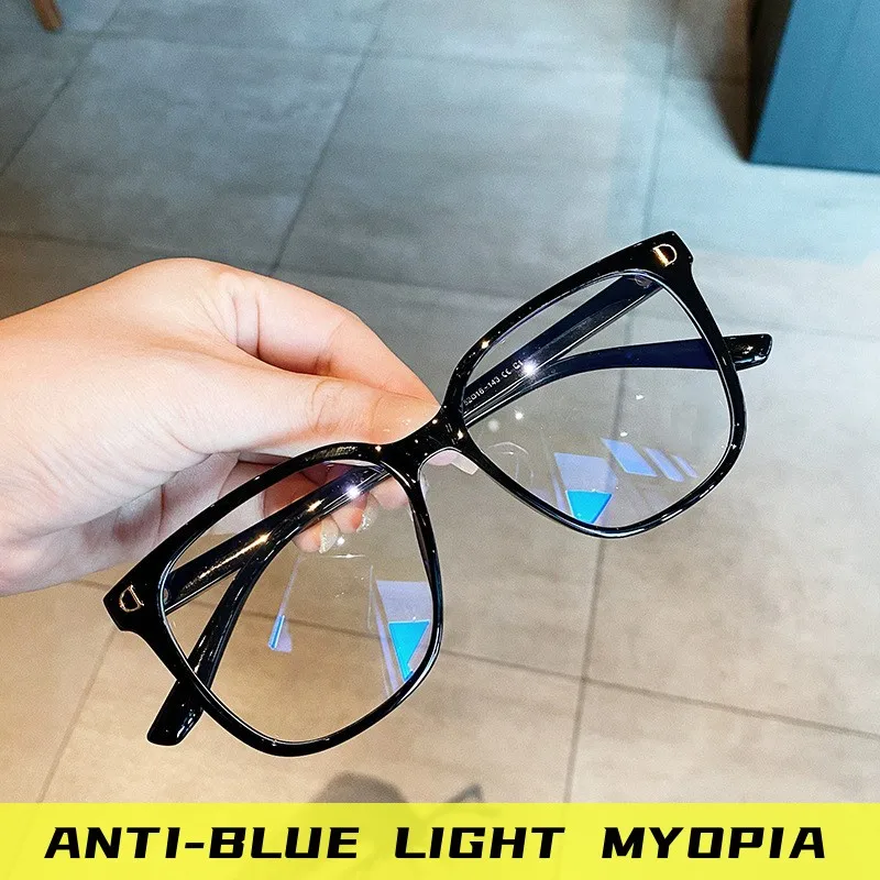 

New Style Unisex Finished Myopia Galsses Luxury Design Anti-blue Near Sight Eyewear Square Oversized Eyeglasses for Men Women