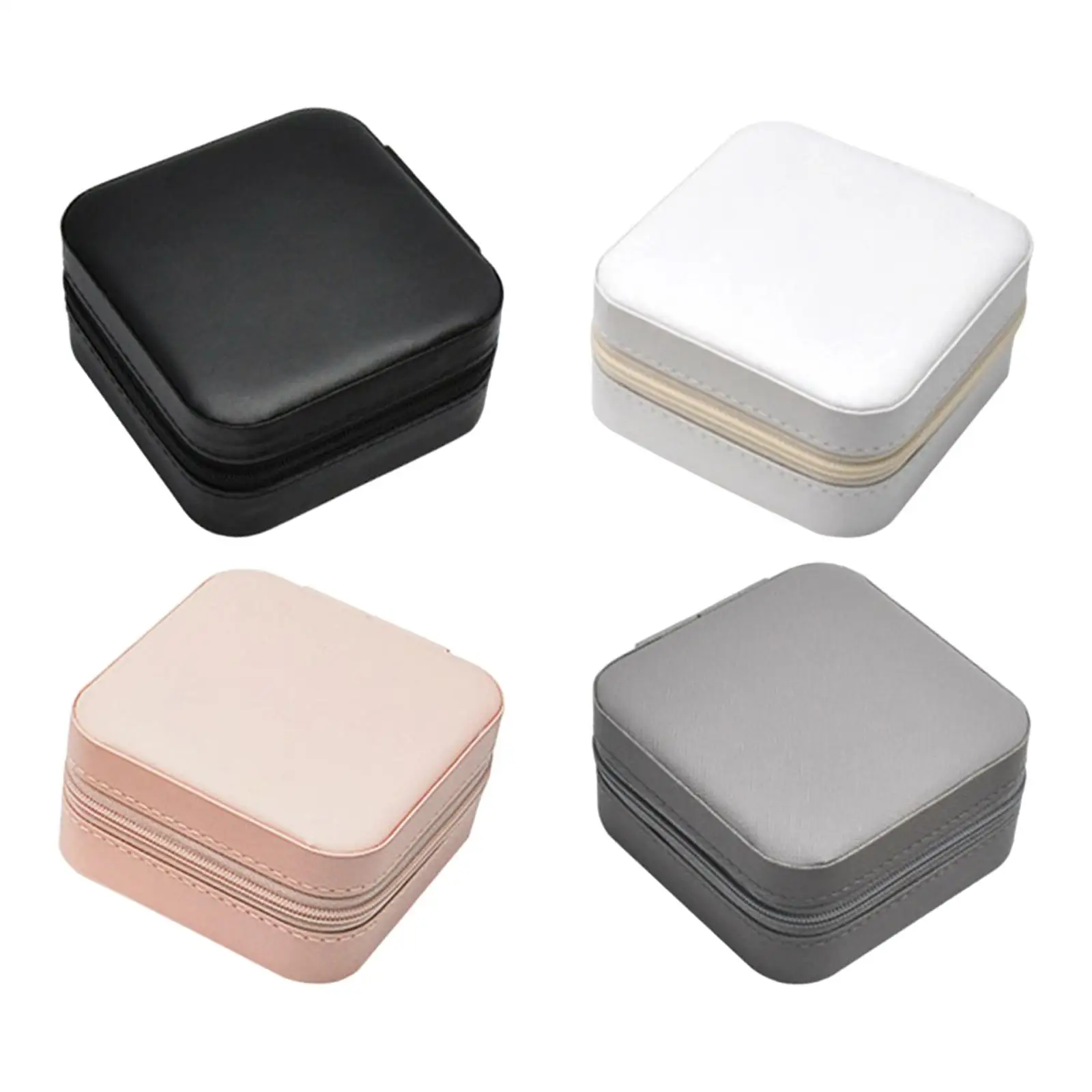 

Women Mini Jewelry Storage Case Holder Built in Mirror Velvet Lining Lightweight 3.9x3.9x2inch Daily Use with Smooth Zipper