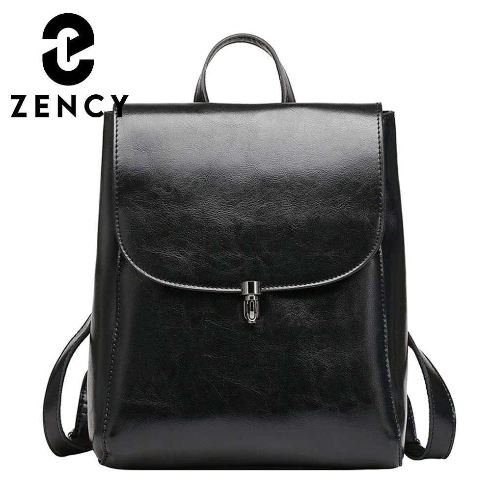 Zency Fashion Women Backpack 100% Genuine Leather Knapsack Casual Travel Bag Preppy Style Girl's Schoolbag High Quality Bags