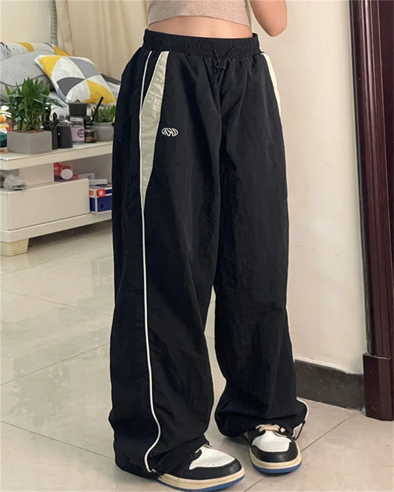 

Women Hip Hop Elastic Waist High Waist Jogging Sweatpants Y2K Loose Straight Retro Fashion Streetwear Casual Leggings Pants