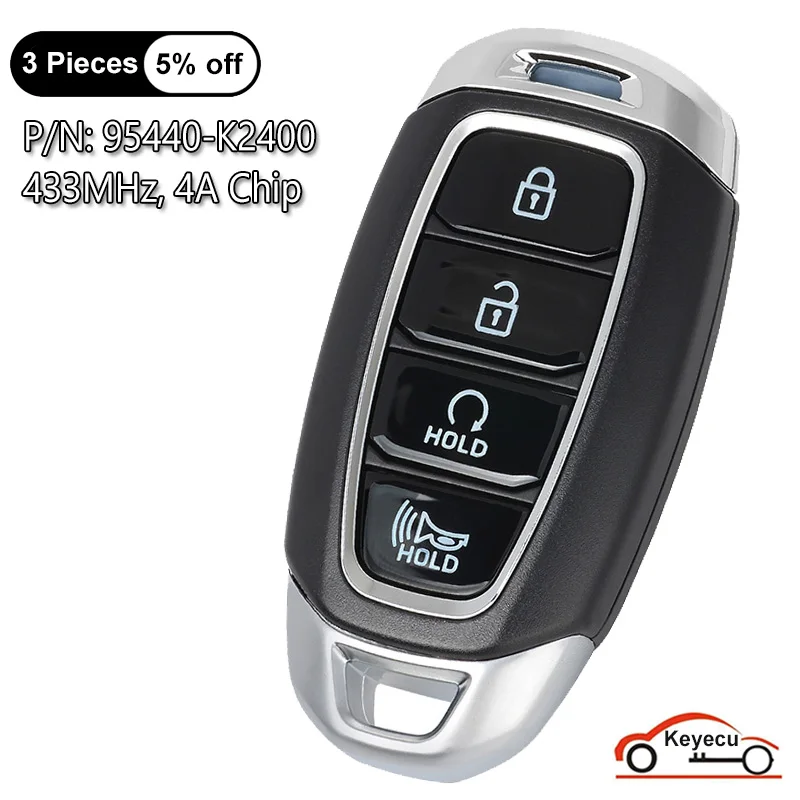 

KEYECU 4 кнопки 433 МГц 4A чип для Hyundai Venue 2020 2021 2022 Автоматический Смарт-Брелок дистанционного управления 95440-K2400 SY5IGFGE04