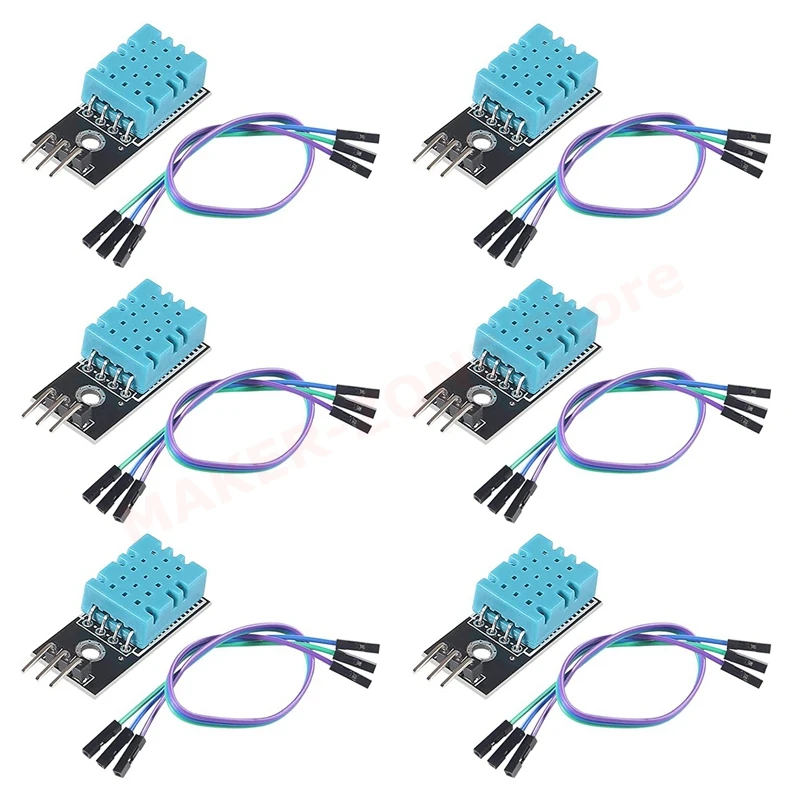 

6pcs DHT11 Temperature Humidity Sensor Module Digital Temperature Humidity Sensor 3.3V-5V Humidity Measure Range 20%-95%