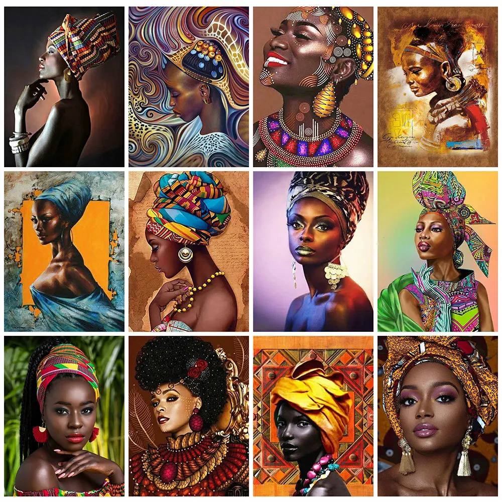 

5d Diamond Painting Full Drill Square African Portrait Woman Rhinestones Diamond Embroidery Cross Stitch Mosaic Decortion