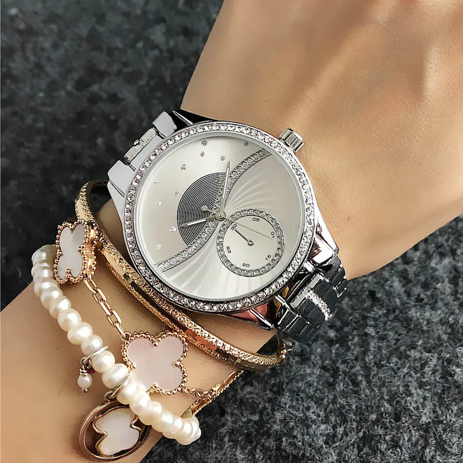 Brand Wrist Watches Women Girl Ladies Crystal Style Quartz Casual Steel Metal Band Clock m75