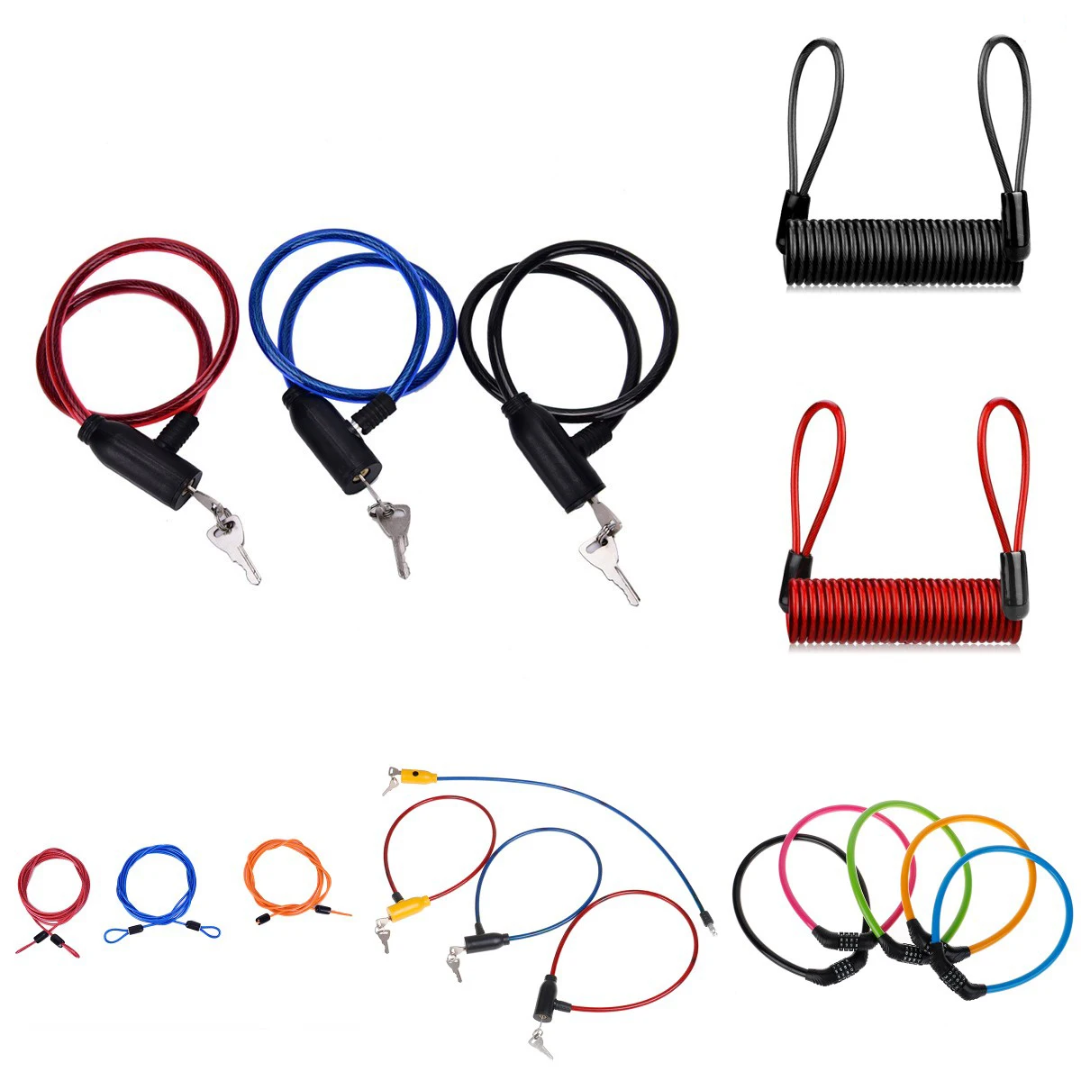 

Мини-замок на шлем с защитой от кражи, Велосипедные замки для скутера, мотоцикла, портативный замок на кабель для горного и дорожного велоси...