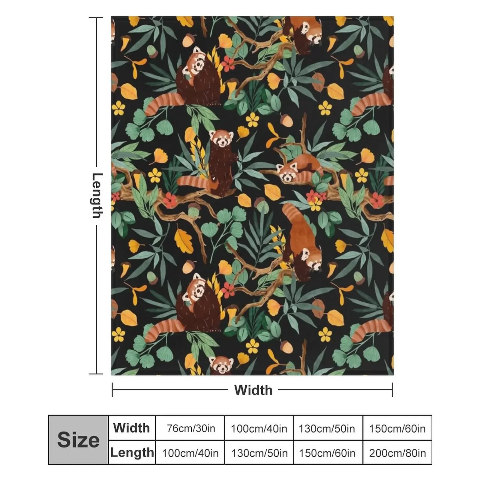 RED PANDAS IN DARK WILD NATURE Плед Мягкое большое меховое лохматое одеяло на заказ