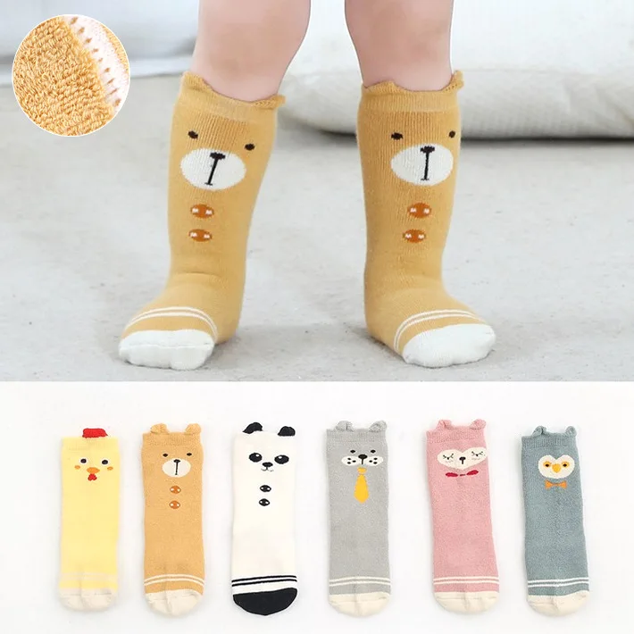 3 Pairs/Lot 0-2 Year Baby Winter Warm Socks Thick High Tube Towel Socks Infants Boys Girls Anti-slip Socks Babies Accessories