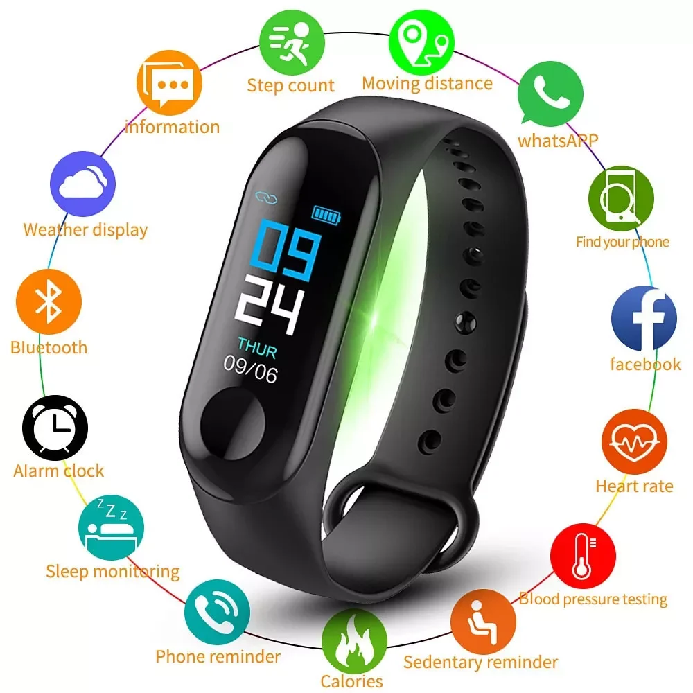 

M3 Pro Smart Watch Sport Wristband Band Women Men Blood Pressure Monitor Smartwatch Bracelet M3 Plus Watches for Xiaomi