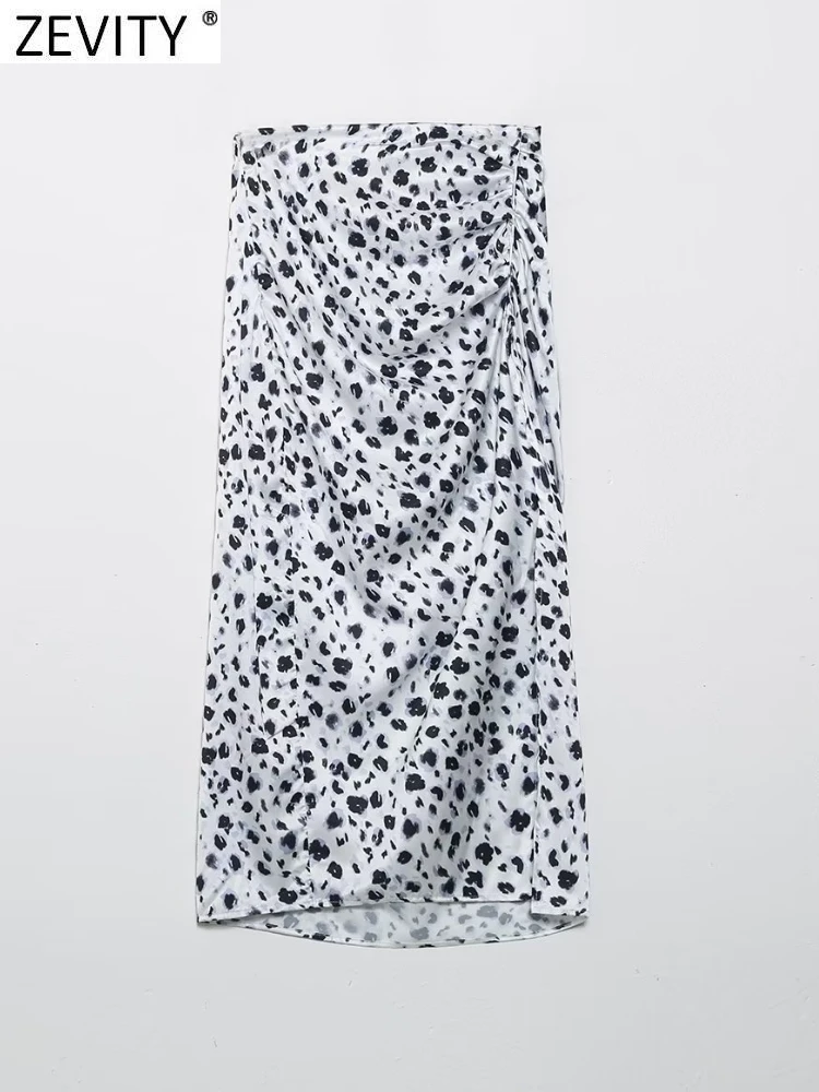 

Zevity Женская винтажная леопардовая Расклешенная юбка с разрезом Женская шикарная облегающая юбка с боковой молнией QUN2112