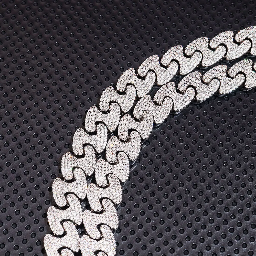 В Европе и Америке серебряное инкрустированное Mosan Diamond 16 мм кубинская цепочка с