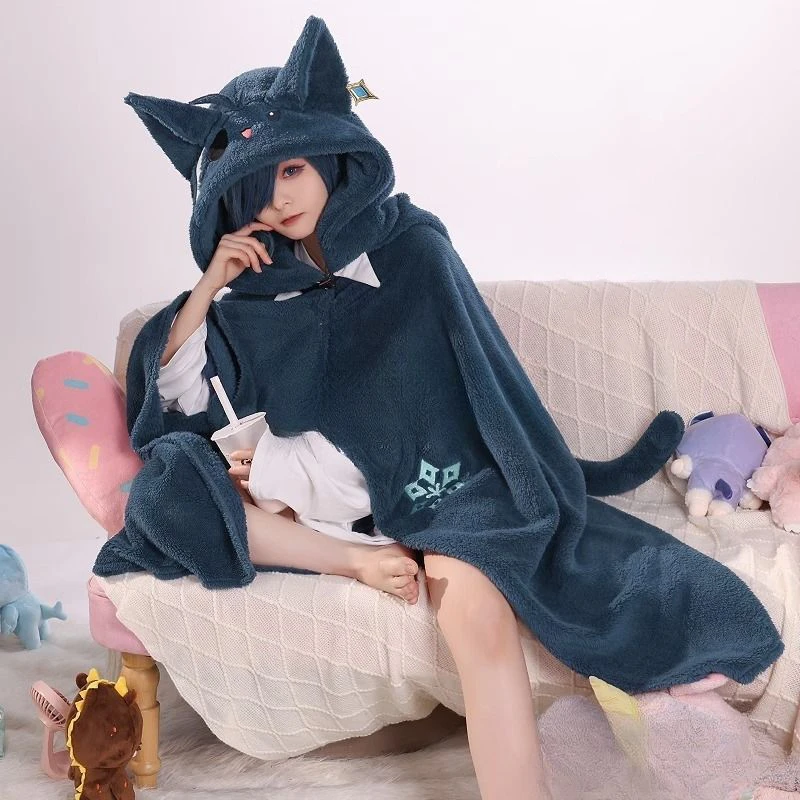 

Anime Game Genshin Impact Cosplay Cloak Soft Zhongli Hutao Wanderer Hoodie Cape Unisex Homewear Flannel Blanket Sleepwear