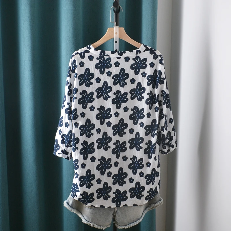 Женские рубашки с принтом V-образный вырез длинными рукавами повседневные топы