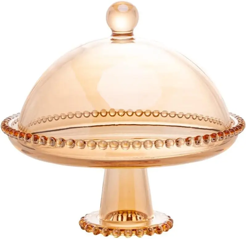 

Pearl Prato com Pé e Tampa de Cristal, Rosa, 20 x 18 cm