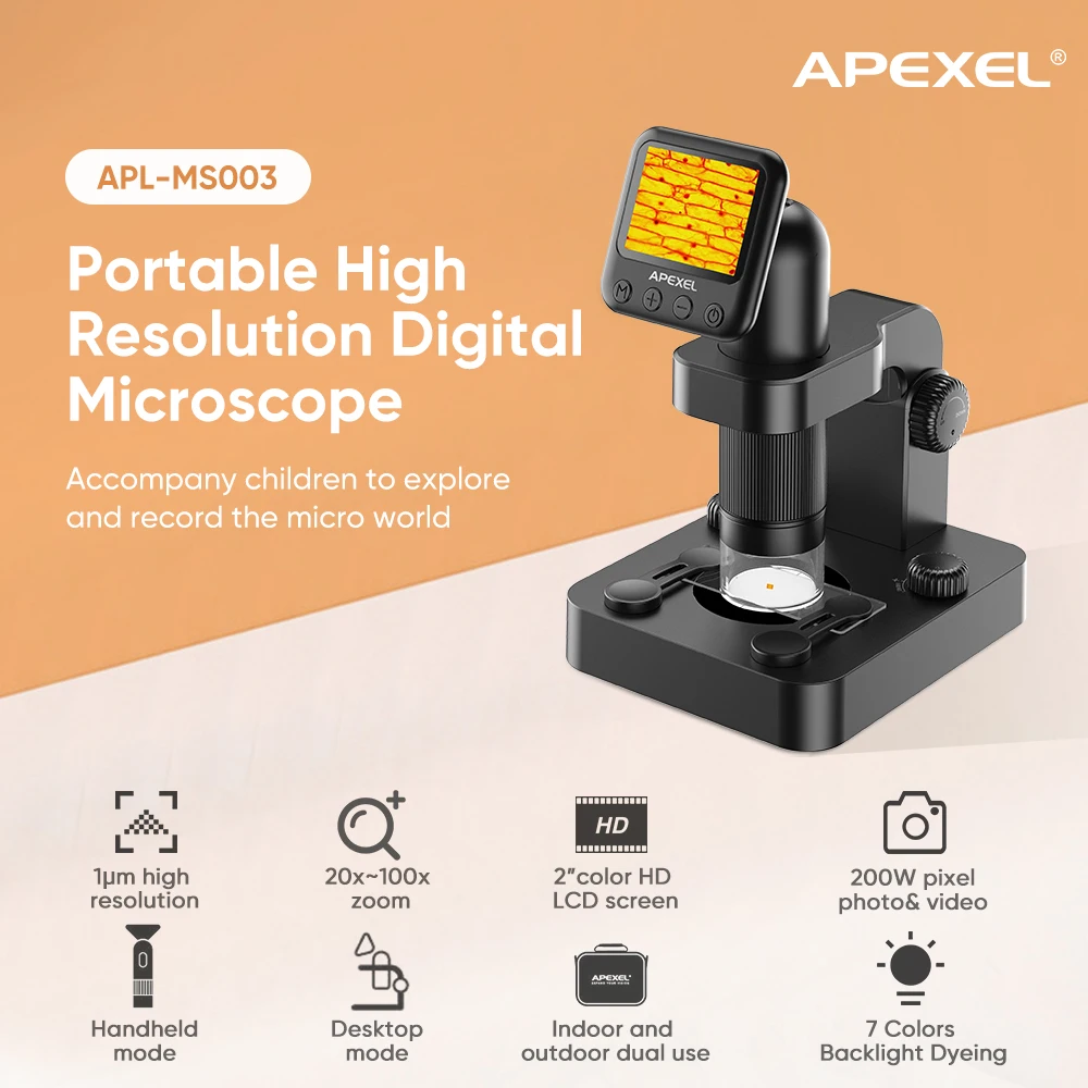 Цифровой микроскоп APEXEL 200 Вт высокое разрешение 2 дюйма |