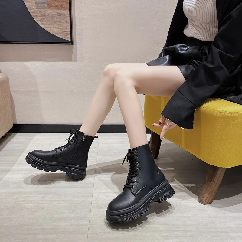 Europe 2022 New Boots for Women Patent Leather Boots Square Heel High Top Women Shoes Fashion Luxury Short Boots Female