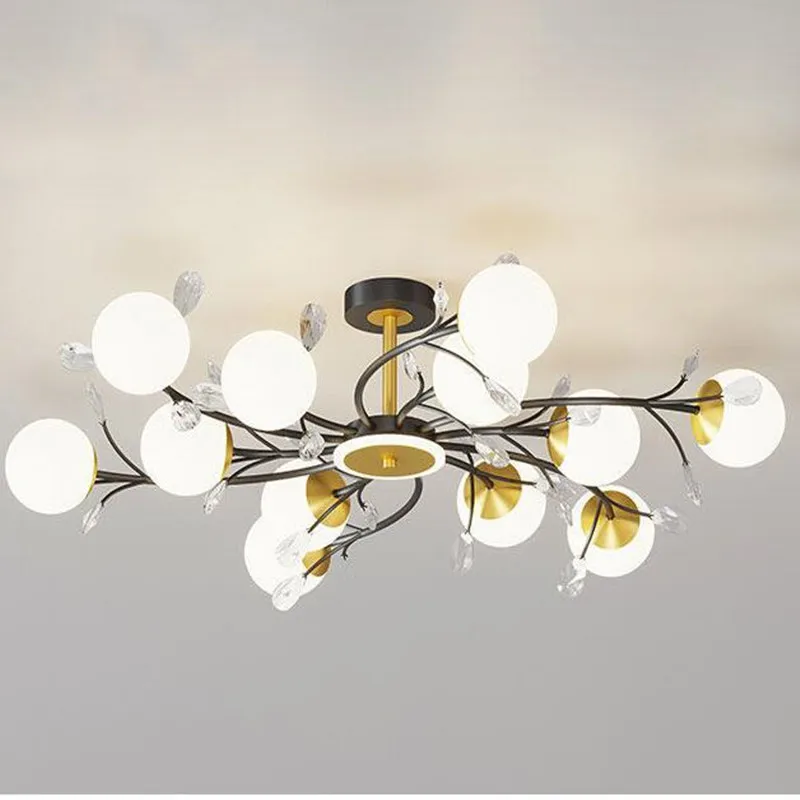 Modern Nordic Led Chandelier For Living Room Dining Room Kitchen Bedroom Ceiling Pendant Lamp Crystal Glass Ball Hanging Light