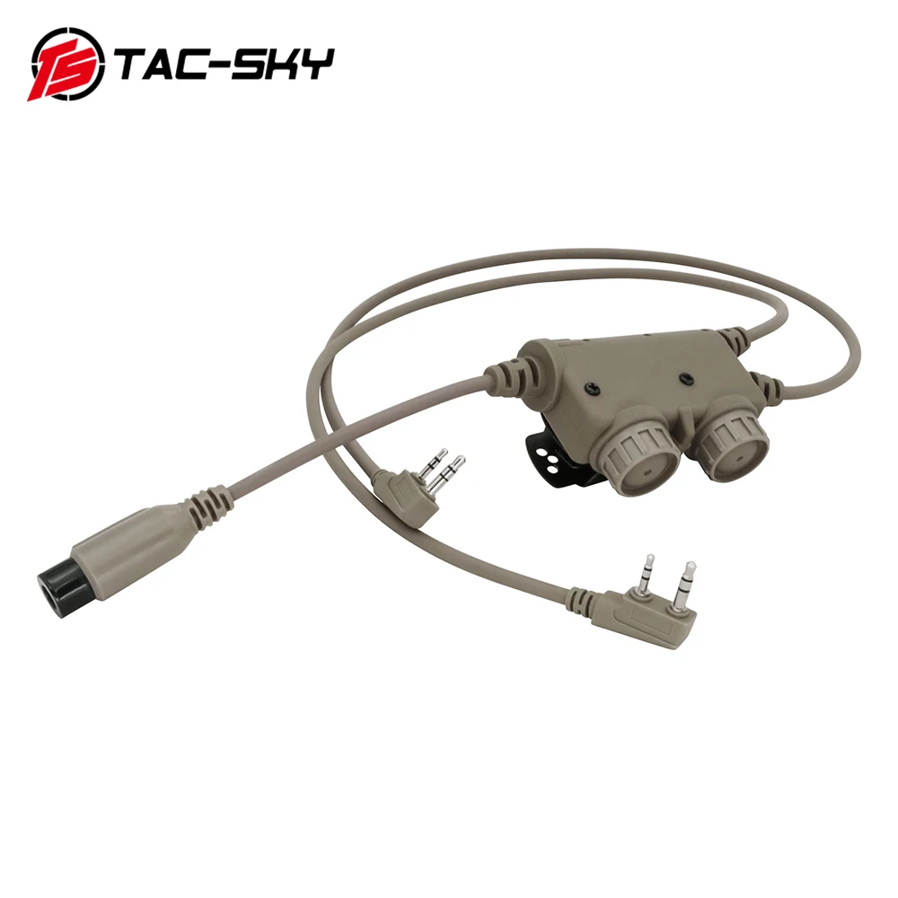 TS TAC-SKY Tactical Headset RAC PTT to PTT Compatible with Baofeng UV5R Tactical Walkie Talkie Kenwood Plug