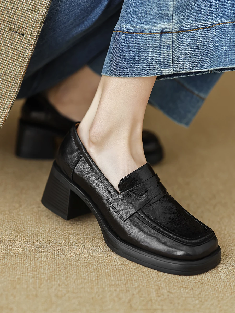 Женские лоферы из натуральной овчины новые весенние женские туфли на платформе с