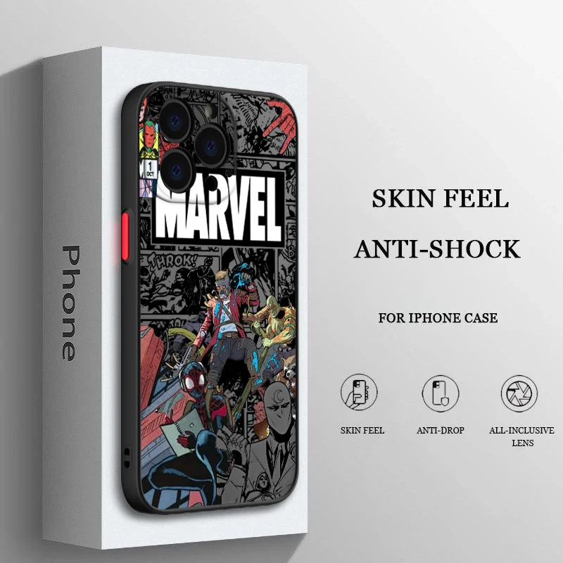 

Marvel Avengers Comics Cool Phone Case For iPhone 14 13 12 11 XS XR Pro MAX 8 7 6 Plus Frosted Translucent Matte Cover