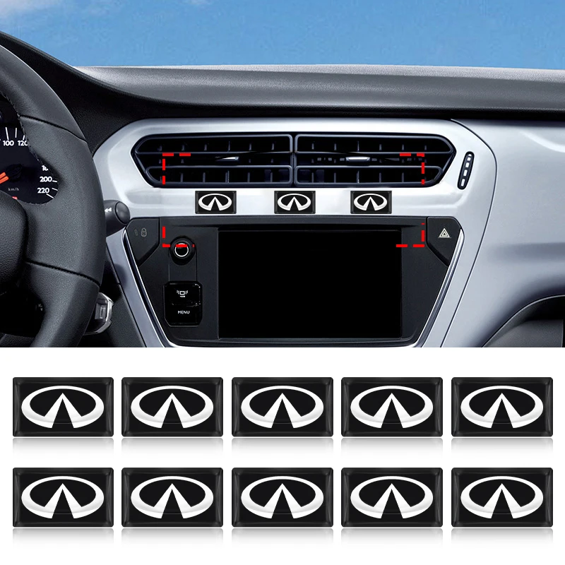 

10pcs Car Logo Small Decoration Badge Sticker Decal for Infiniti FX35 Q50 Q30 ESQ QX50 QX60 QX70 EX JX35 G35 Car Accessories