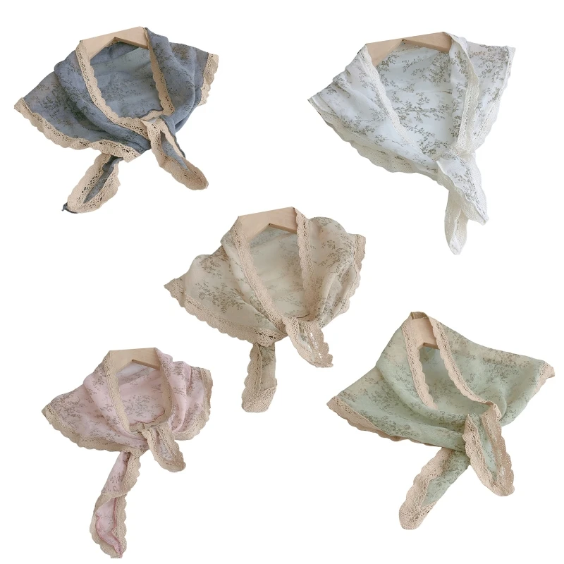 

Literary Bandana Breathable Headband Triangle Scarf Head Kerchief Decorative Hair Scarf All-match for Summer Camping