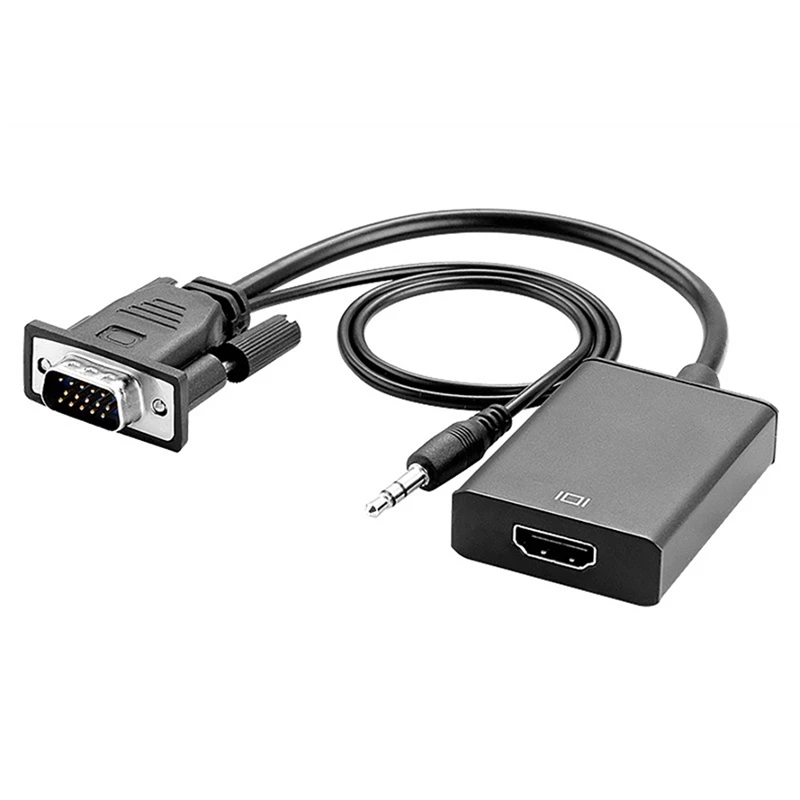 

VGA to HDMI-Compatible Converter with Audio Cable+Power Cable Support 1080P Signal Output Computer to TV Converter
