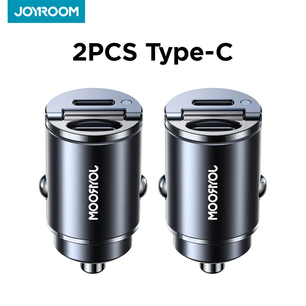 

Автомобильное зарядное устройство Joyroom, 2 шт., 30 Вт, мини-вытяжное кольцо, USB Type-C, два порта, полностью металлические, Сверхбыстрая зарядка, автомобильные зарядные устройства для телефонов PD3.0 QC3.0