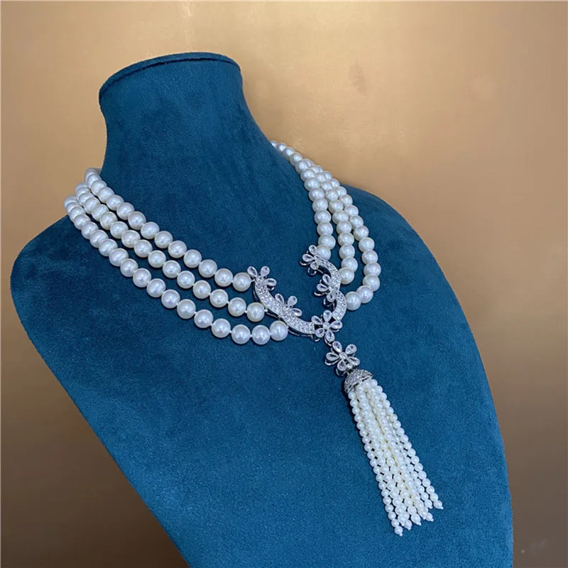 Fashion Trendy White Pearl Micro Inlay Zircon Necklace Pendants Fashion Dubai Jewelry for Women Bridal Wedding Party bijoux N799