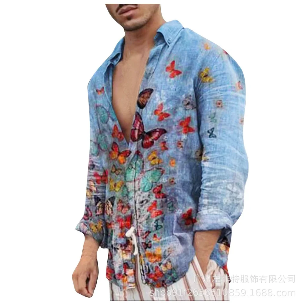 Men's Long Sleeve Shirt Casual Print Top