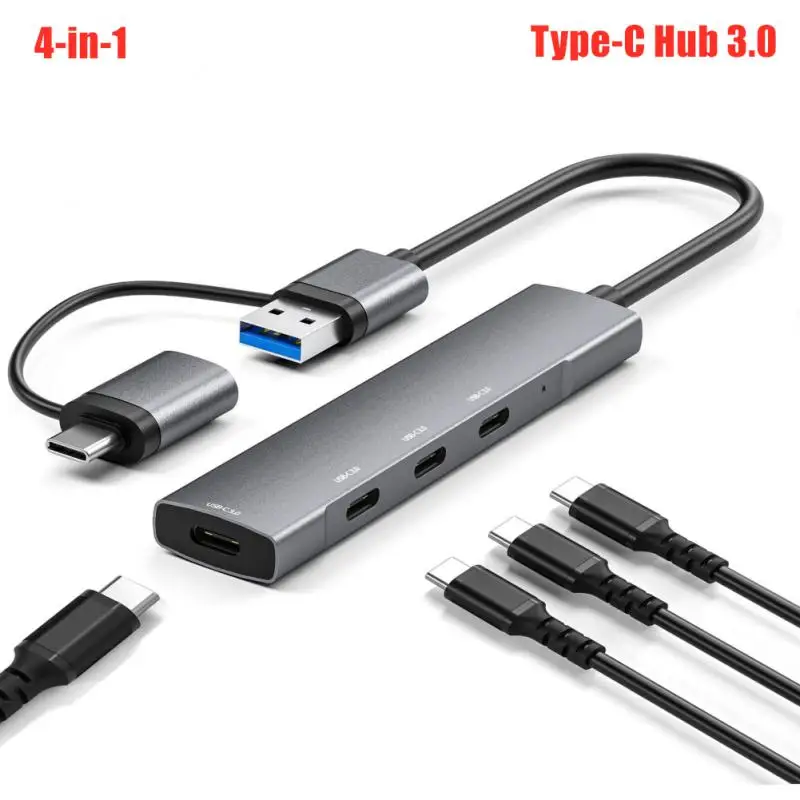 

4-в-1 Type-C Hub 3,0, хаб для передачи данных, ультратонкий USB-C Hub для Macbook, Mac Pro/Mini, IMac, ноутбука, USB-A Hub, Новинка