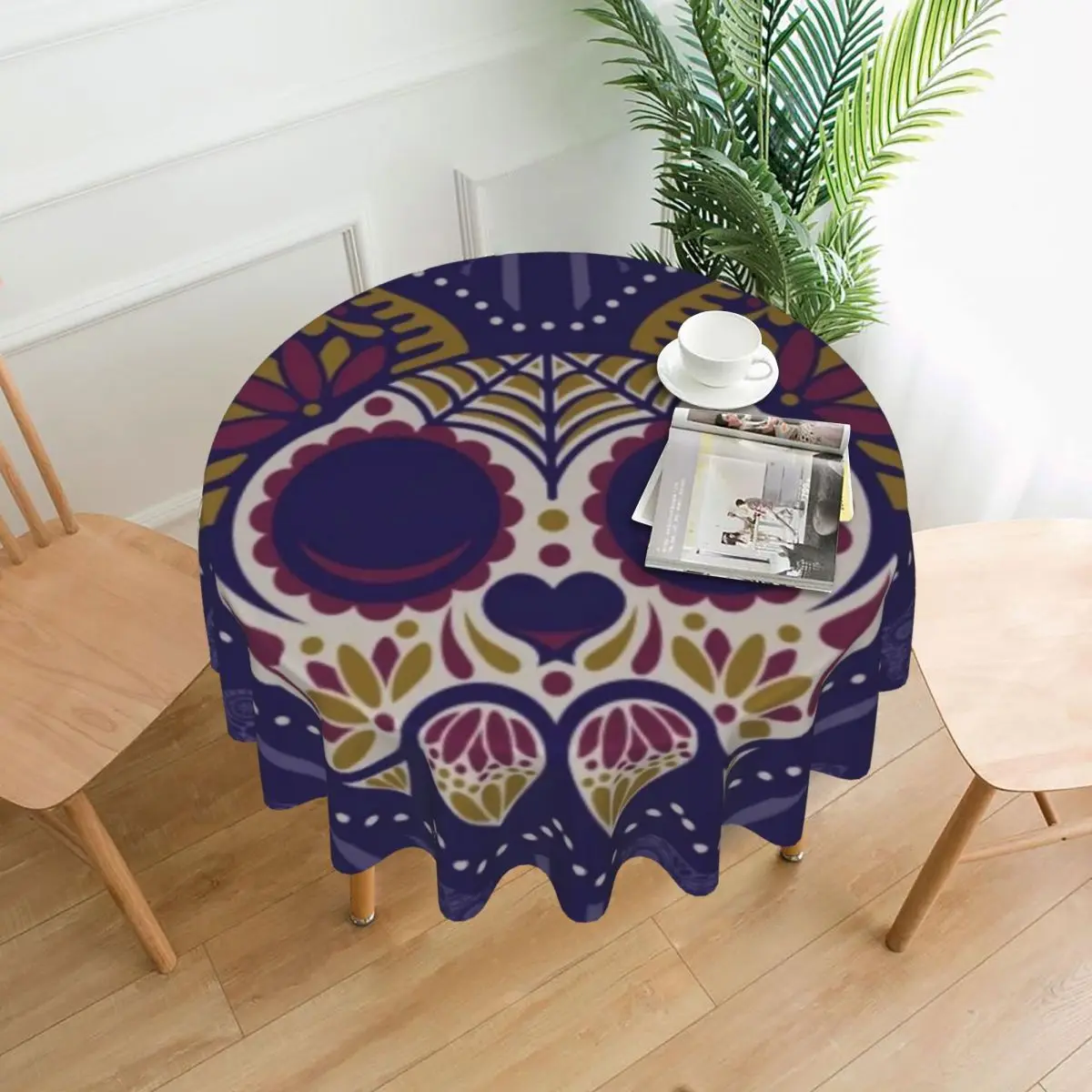 

Скатерть с изображением черепа и летучей мыши, диаметр 60 дюймов, 152 см, мягкая декоративная окантовка, отличный подарок