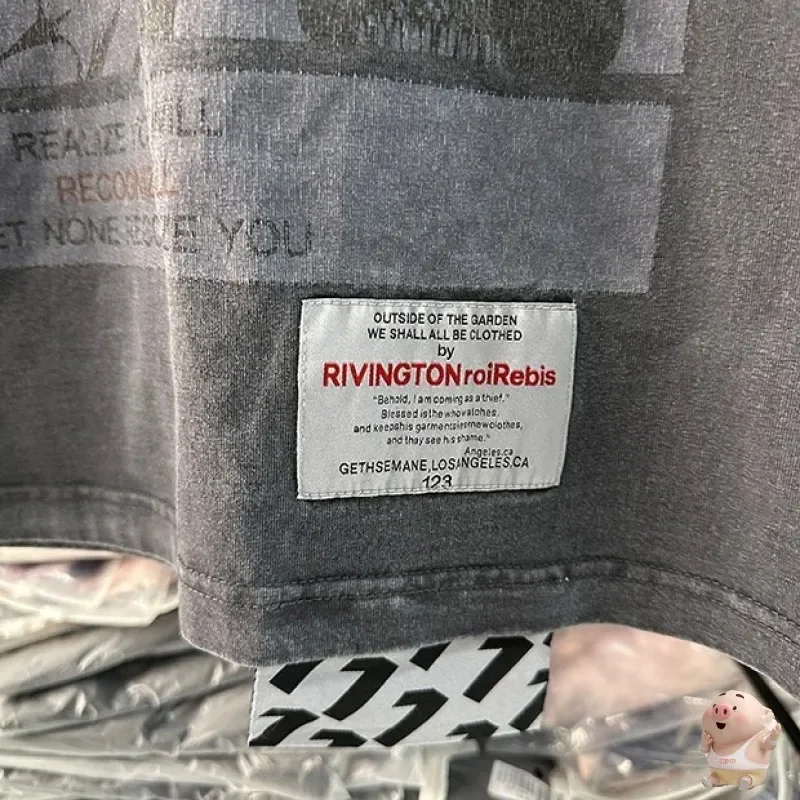 24SS Новый стиль серая футболка RRR123 мужская и женская винтажная красная с
