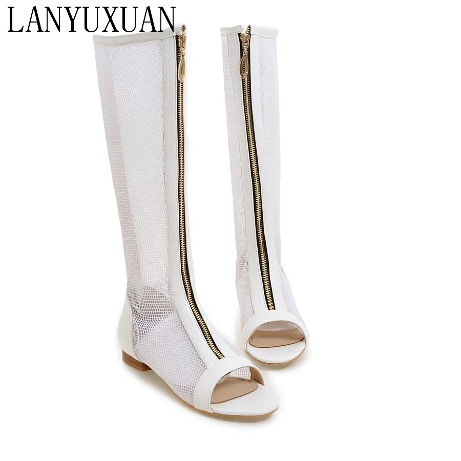 

2017 New Women HOT SALE Cool boots hight cut peep toes lady casual shoes women's sexy Low-heeled sandals Big size 34-47 362-1