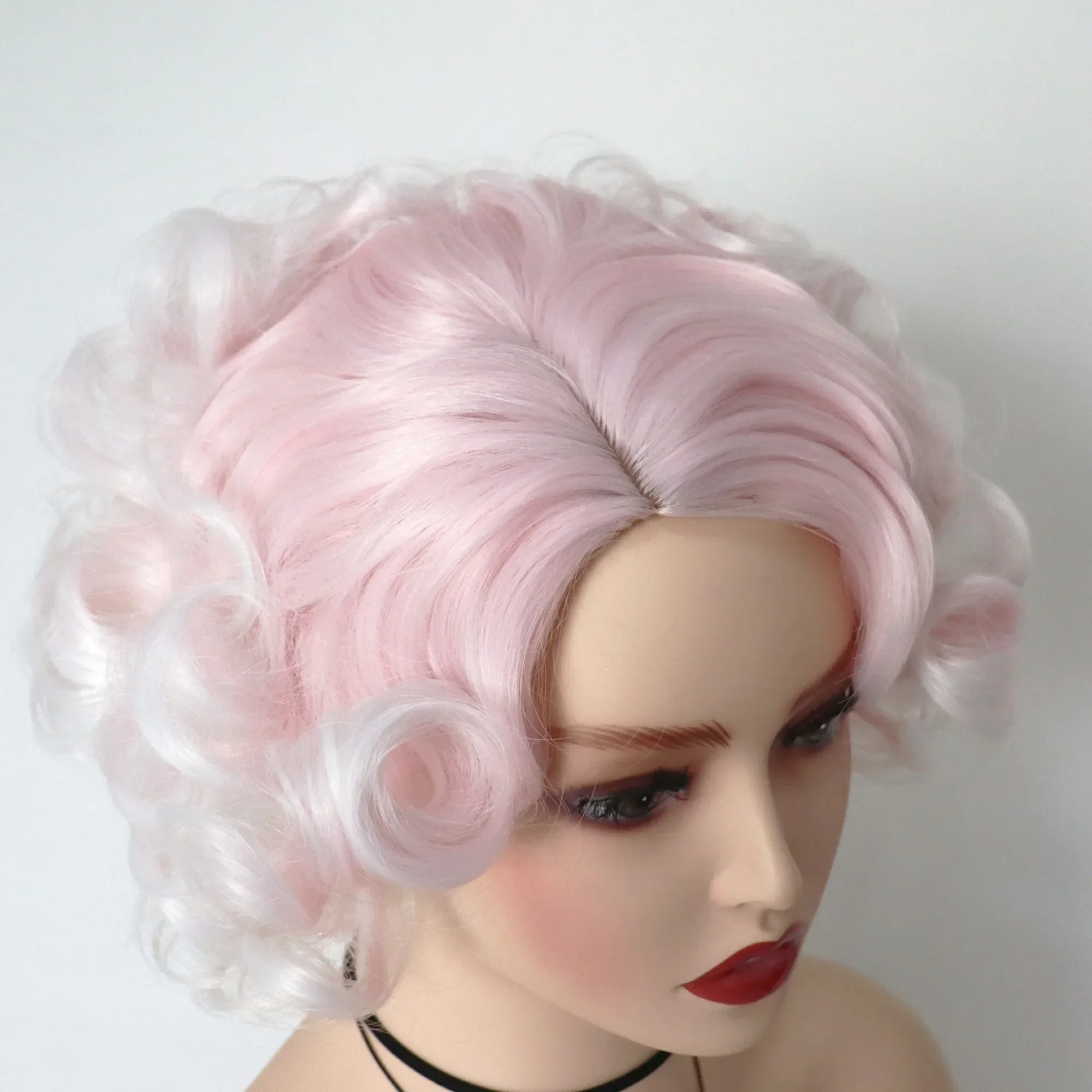 Ombre розовые вьющиеся волосы синтетические короткие большие волнистые парики для