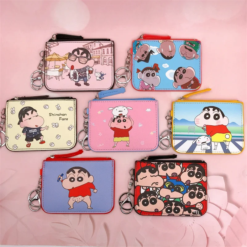 Фото Аниме Кошелек Crayon Shin-chan для женщин, мужчин, детей, держатель для банковских карт, сумка с зажимом для карт, мультяшный клатч для косплея, кошельки, подарок на день рождения №1