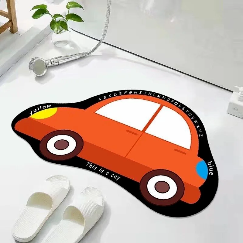 

Cartoon Floor Mats Nordic Door Entrance Cute Car Bathroom Mat Non-slip Absorbent Diatom Mud Non-slip Bath Rug Doormat Home Decor